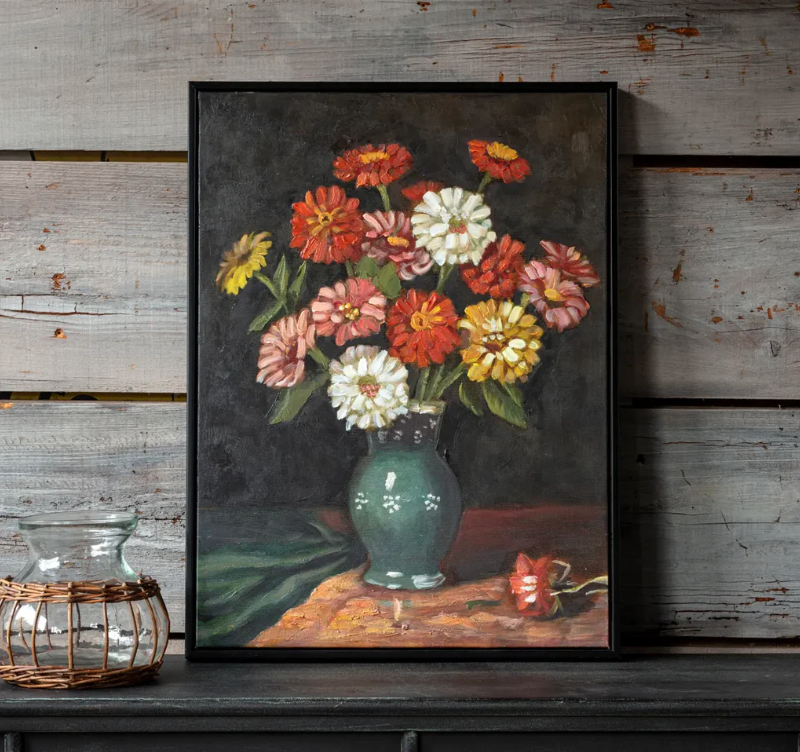Zinnias in Vase Remarque - PVH