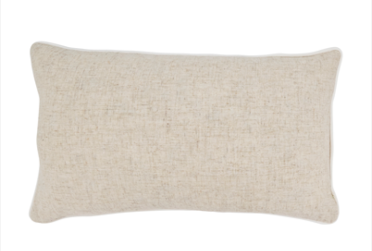 Toscana Pillow with Piping - White - Down Filled 12"x20" Oblong - SA
