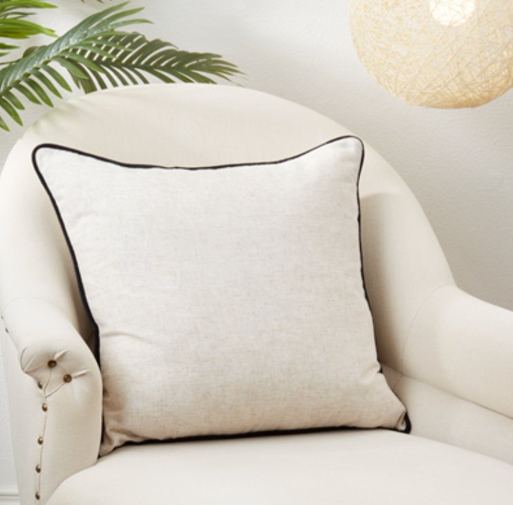 Toscana Pillow with Piping - Black - Down Filled 20" Square - SA
