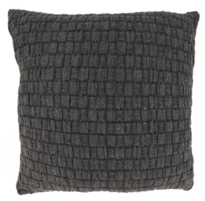 Waffle Weave Pillow - Grey - Down Filled 20" Square - SA