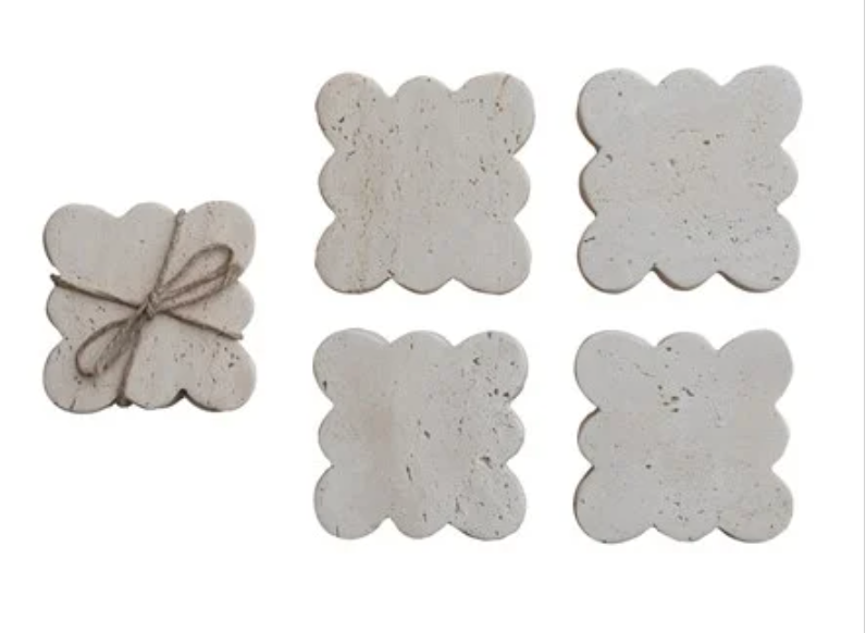 Travertine Scalloped Coasters - CC