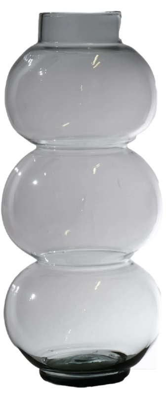 Round Trio Low Neck Mouthblown Glass Vase - BIDK