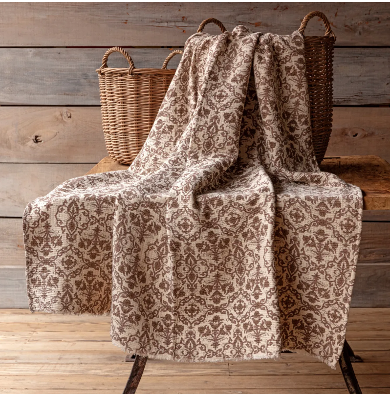 Millet Botanical Print Cotton Throw - PVH