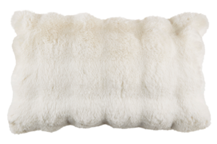 Bubble Faux Fur Pillow - Ivory - Down Filled 12"x20" Oblong - SA