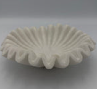 6"-7" White Marble Lotus Bowl - SAC